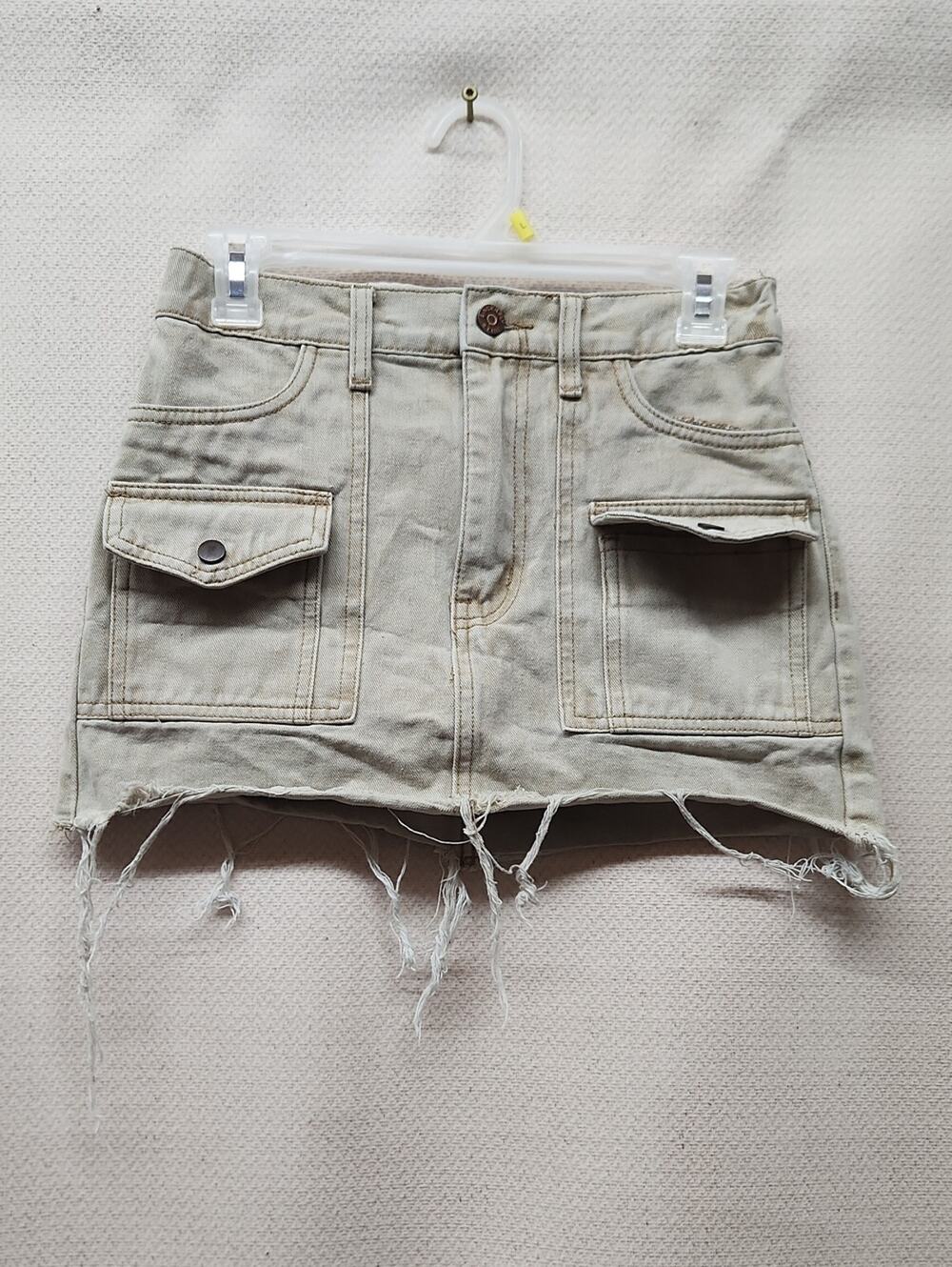 Sincerely Jules Cargo Pocket Denim Skort — Light Tan